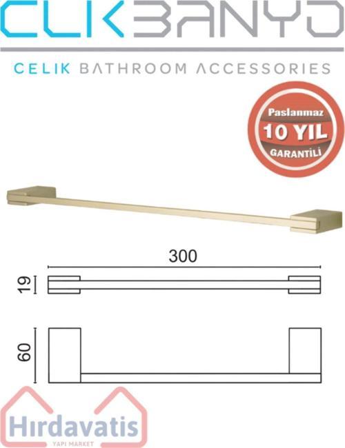 Paslanmaz Pirinç Titanik 30 Cm Uzun Havluluk Altın Sarı Gold