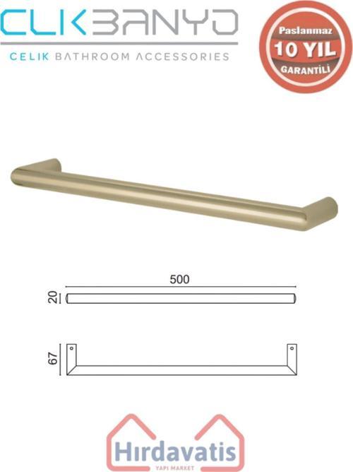 Paslanmaz Pirinç Flora Küvet Kolu Rozetsiz 50Cm Altın Sarı Gold