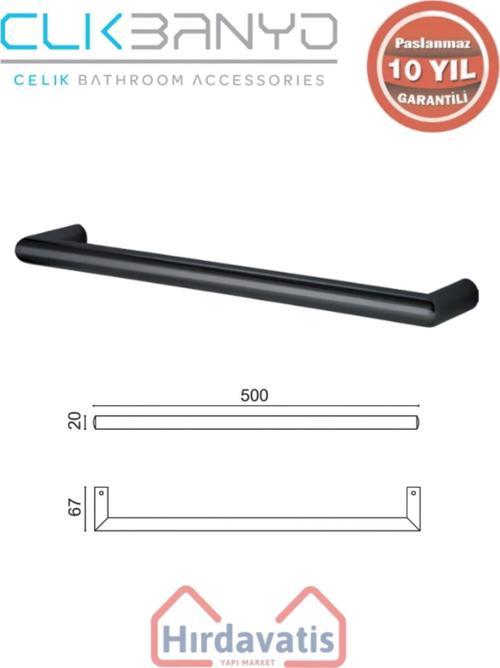 Paslanmaz Pirinç Flora Küvet Kolu Rozetsiz 50Cm Mat Siyah