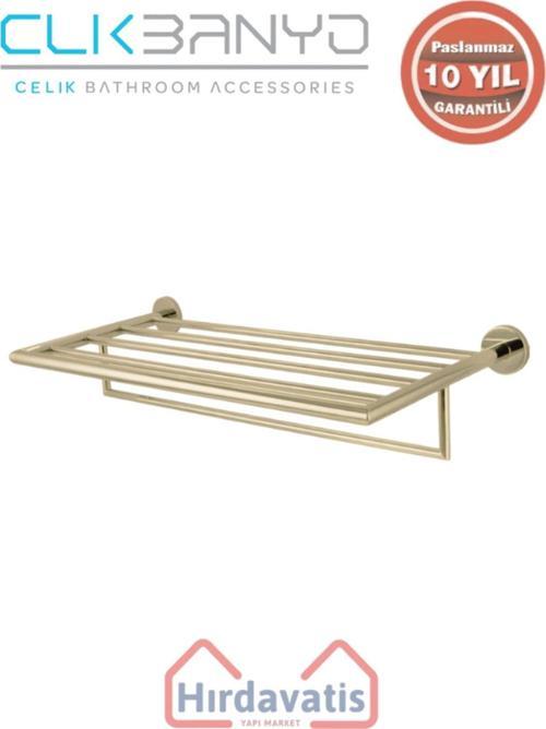 Paslanmaz Pirinç Flora Raf Havluluk 60Cm Altın Sarı Gold