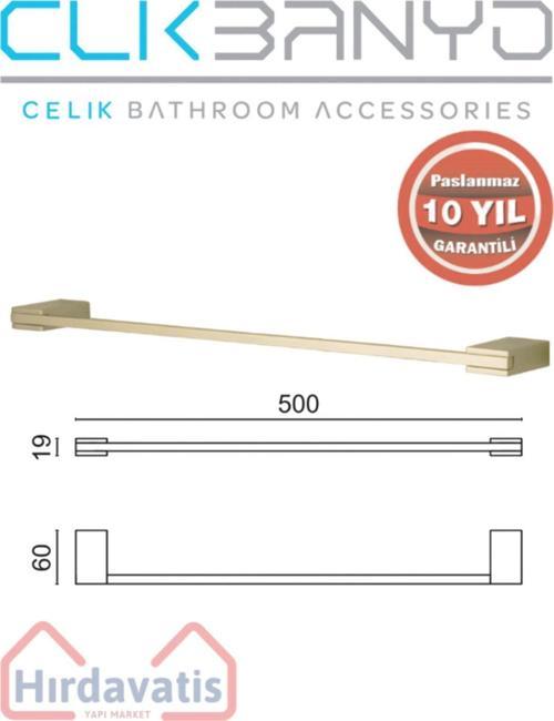 Paslanmaz Pirinç Titanik 50 Cm Uzun Havluluk Altın Sarı Gold