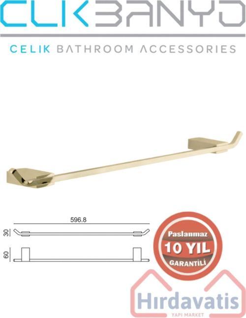 Paslanmaz Pirinç Titanik 60Cm Uzun Havluluk Altın Gold