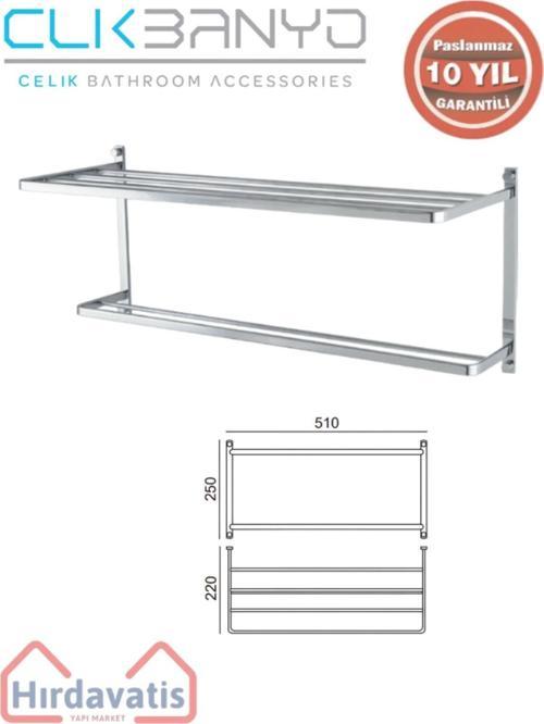 Paslanmaz Pirinç Mercan 2’Li Havluluk 50Cm