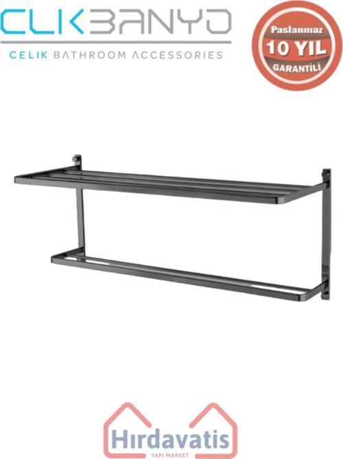 Paslanmaz Pirinç Mercan 2’Li Havluluk 50Cm Mat Siyah