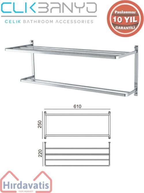 Paslanmaz Pirinç Mercan 2’Li Havluluk 60Cm