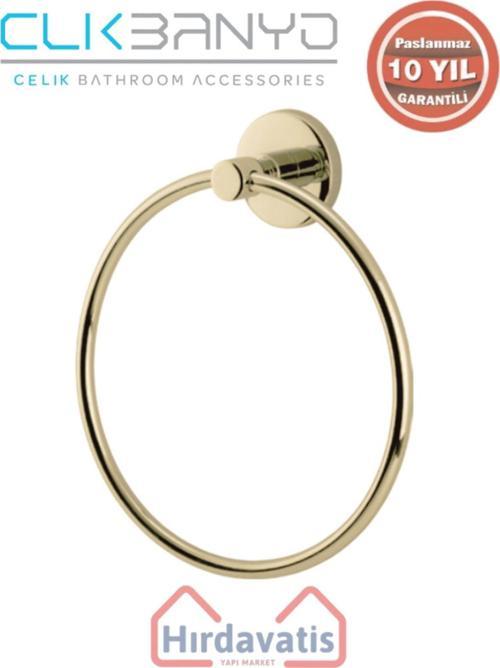 Paslanmaz Pirinç Flora Yuvarlak Havluluk Altın Sarı Gold