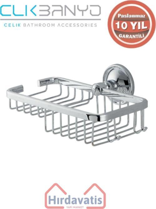 Paslanmaz Pirinç Mercan Lifli Rozetli 10X19Cm Sabunluk Şampuanlık Ve Köşe Süngerlik