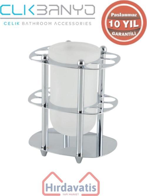 Paslanmaz Pirinç Desen Metal Set Üstü Camlı Fırçalık