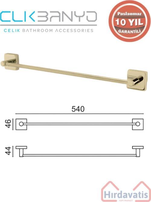 Paslanmaz Pirinç Vizyon Uzun Havluluk 50Cm Altın Sarı Gold