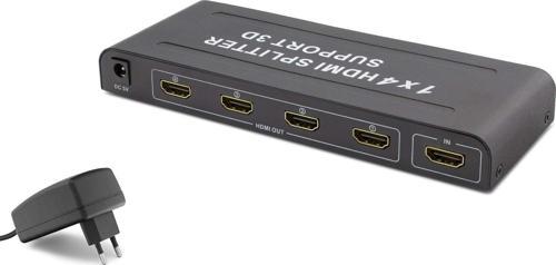 Hdx1294 4 Port Hdmi Splitter 1.4V 1080P 3D 1-İn 4-Out Siyah (Giriş 1Xhdmi-Çıkış 4 Xhdmi)