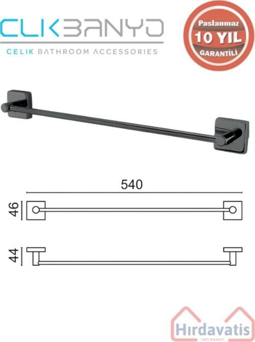 Paslanmaz Pirinç Vizyon Uzun Havluluk 50Cm Mat Siyah