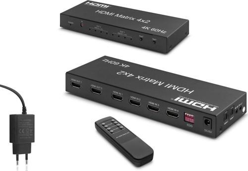 Hdx1334 Hdmi Switch & Splitter 4-İn 2-Out Matrix Siyah 4K Hdmi Girişi: 4 Hdmi Çıkışı: 2