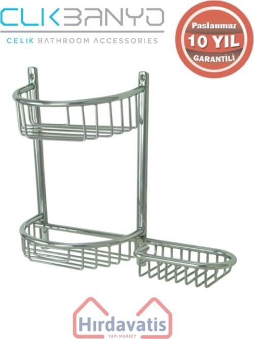Paslanmaz Pirinç Yuvarlak Set Șampuanlık 30X11 Sabunluk Ve Köşe Süngerlik