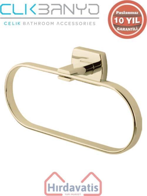 Paslanmaz Pirinç Milano Oval Havluluk Altın Sarı Gold