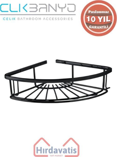 Paslanmaz Pirinç Zirve 304 Tekli Lamalı 19X19Cm Sabunluk Şampuanlık Ve Köşe Süngerlik Mat Siyah