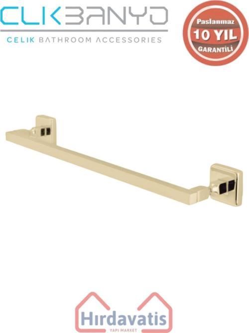 Paslanmaz Pirinç Kumru Kare Boru Uzun Havluluk 50Cm Altın Sarı Gold