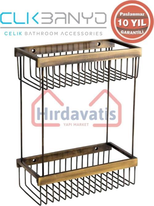 Paslanmaz Pirinç Kumru Şampuanlık 15X25 Şampuanlık Banyo Rafı Antik