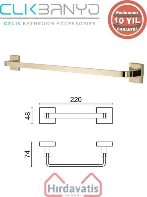 Paslanmaz Pirinç Tamay Havluluk 20Cm Altın Sarı Gold