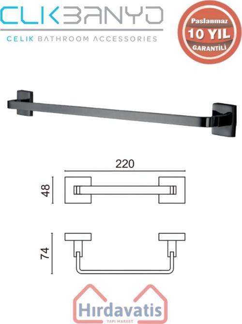 Paslanmaz Pirinç Tamay Havluluk 20Cm Mat Siyah