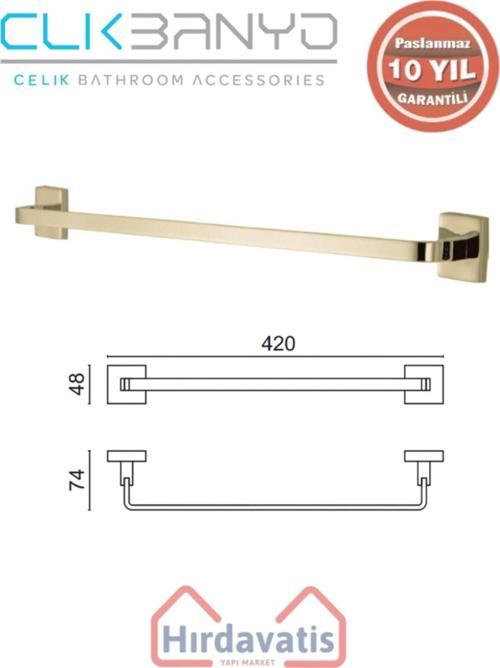Paslanmaz Pirinç Tamay Havluluk 40Cm Altın Sarı Gold