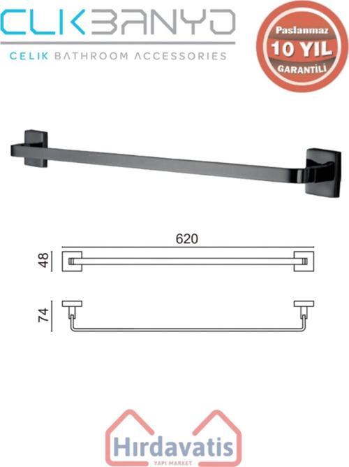 Paslanmaz Pirinç Tamay Havluluk 60Cm Mat Siyah