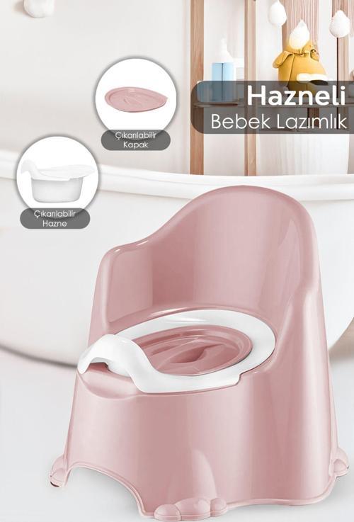 Taşınabilir Hazneli Lazımlık - Bebek Çocuk Tuvalet Eğitimi Lazımlığı Alıştırma Lazımlığı Pembe