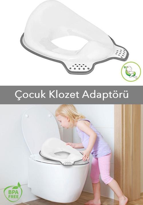 Bebek Tuvalet Eğitimi Alıştırma Oturağı - Plastik Çocuk Klozet Adaptörü - Gri
