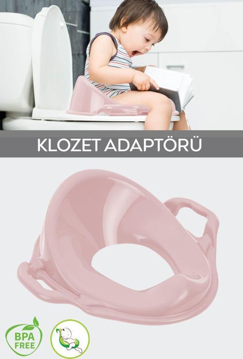 Çocuk Kulplu Klozet Kapağı Adaptörü - Tuvalet Eğitimi Alıştırma Oturağı - Pembe
