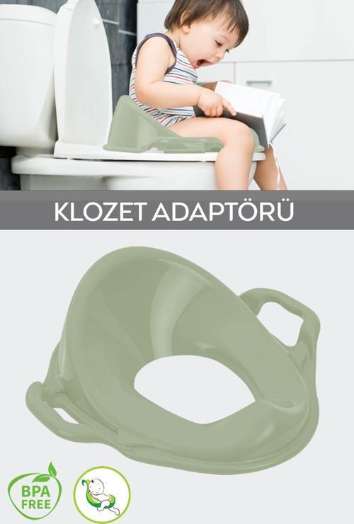 Çocuk Kulplu Klozet Kapağı Adaptörü - Unisex Tuvalet Eğitimi Alıştırma Oturağı - Yeşil