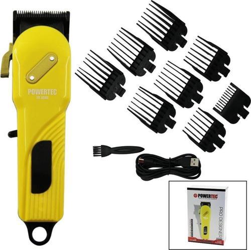 TR3000 SAÇ - SAKAL KESME TRAŞ MAKİNESİ  SARI - SİYAH GÖVDE - USB ŞARJLI GÖSTERGELİ - TARAK AYAR MANDALLI PR