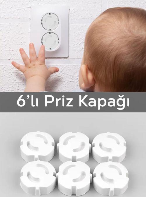 6 Adet Bebek Çocuk Güvenlik Priz Kapağı - Priz Koruyucu Kapak Priz Kapatıcı Emniyet Koruma Kapağı