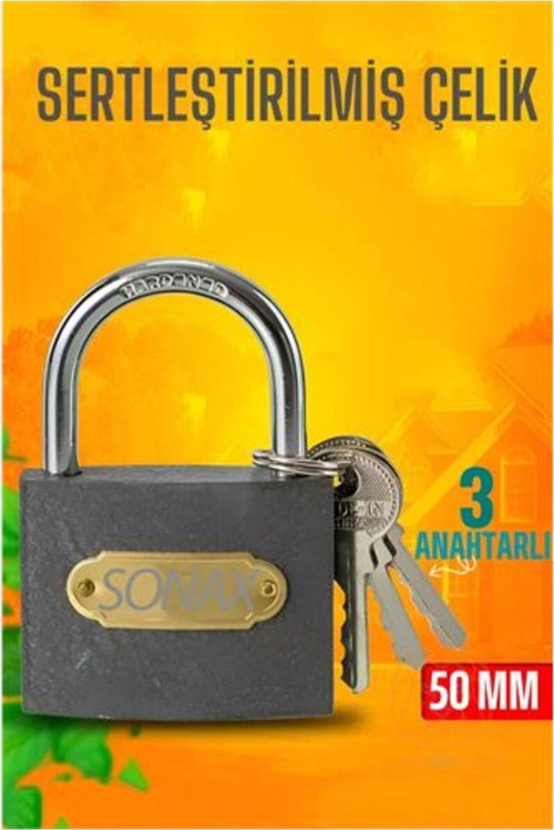 Çelik Asma Kilit 50 Mm 3 Anahtarlı Design