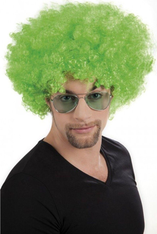 Yeşil Renk Kıvırcık Afro Bonus Peruk