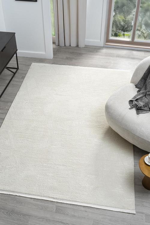 Dream Beyaz Halı Modern Dokuma Halı Salon Oturma Odası Yatak Odası Halısı 13834A