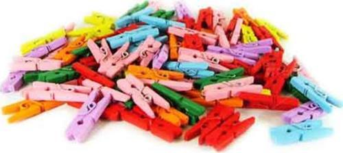 Renkli Mini Ahşap Mandal (100 Adet)