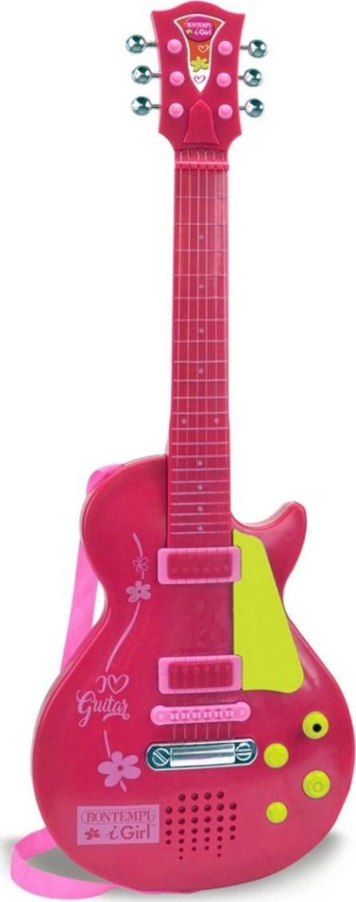 Elektronik Tuşlu Ve Telli Askılı Pembe Gitar