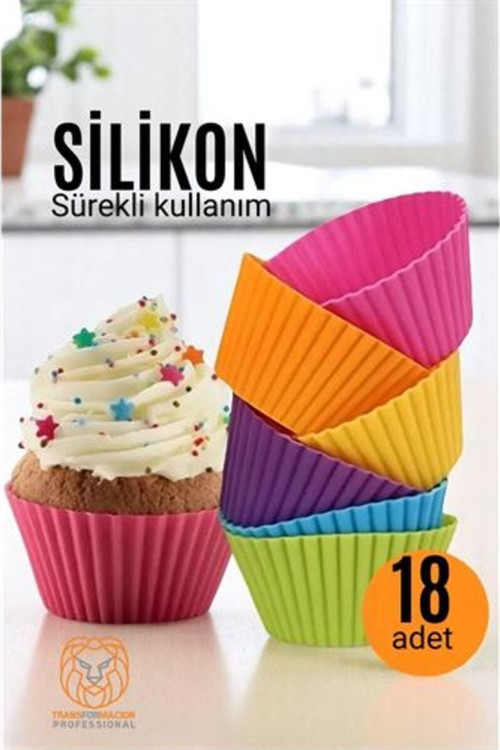 Silikon Muffin Kalıbı - Sürekli Kullanım Muffin Kek Kalıbı 18 Adet