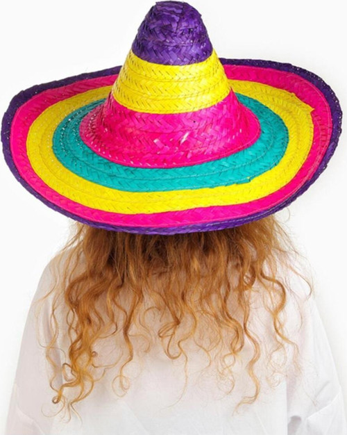 Sombrero Meksika Şapkası Renkli Örme Hasır Çocuk Boy