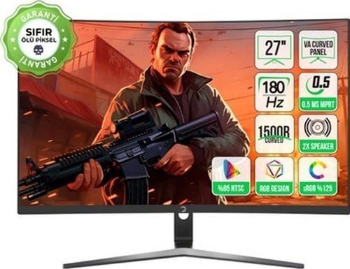 Vivid T50 27'' Curved RGB 180Hz 0.5ms FHD 1500R Curved 2x2W Speaker VA Gaming Monitör (Sıfır Ölü Piksel Garantili)