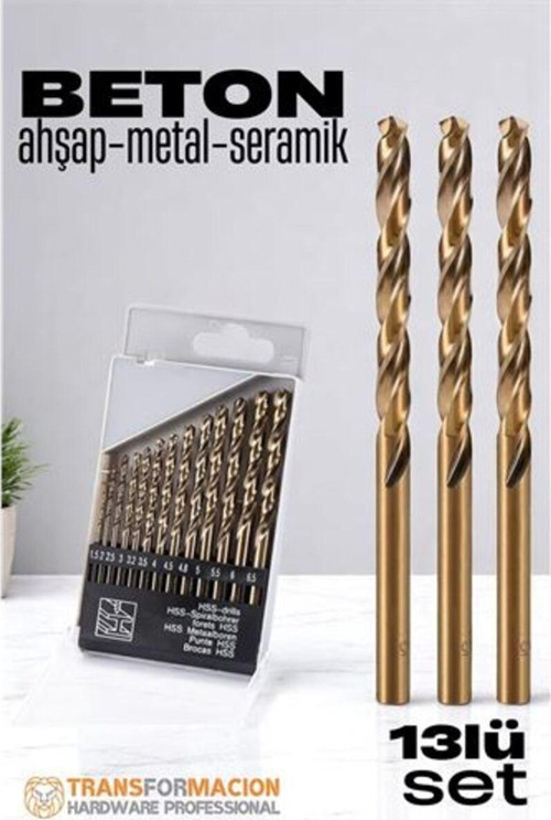 Beton Matkap Ucu Seti- Çelik Beton Metal Ahşap Matkap 13 Lü Set