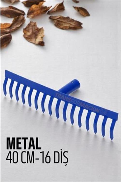 Metal Bahçe Tırmığı - Yaprak Toplama Tırmığı Dayanıklı Tırmık 16 Diş 40 Cm