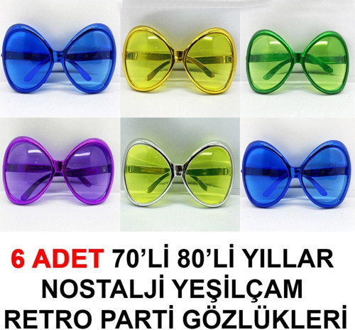 70Li 80Li Yıllar Nostalji Yeşilçam Retro Parti Gözlükleri 6 Adet