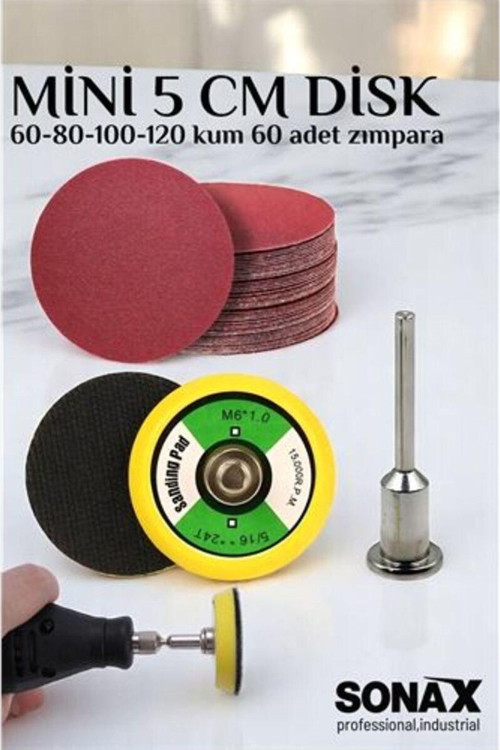 Pimli Mini Cırt Zımpara Taban Seti Gravür Ve Matkap Uyumlu 5 Cm 60 Adet Zımparalı Set
