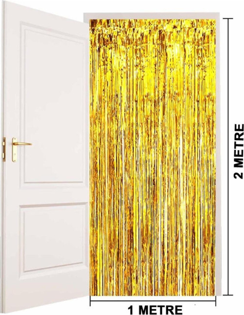 Altın Gold Renk Ekstra Metalize Parlak Saçaklı Arka Fon Perde İthal A Kalite 1X2 Metre