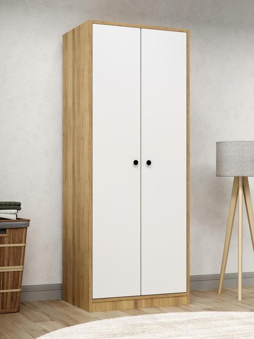 Kuzey Life Rami 2 Kapaklı 5 Raflı Askılı Gardırop 52cm Derinlik
