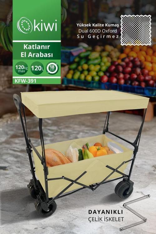 KFW-391 Katlanabilir Su Geçirmez Market Arabası Bej