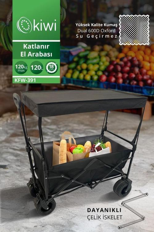 KFW-391 Katlanabilir Su Geçirmez Market Arabası Siyah