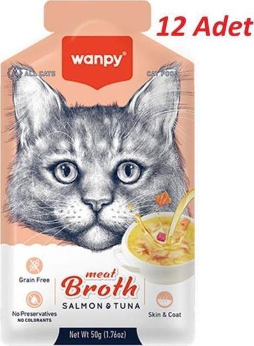 Somon & Ton Balığı Etli Kedi Çorbası 50 Gr*12 Adet