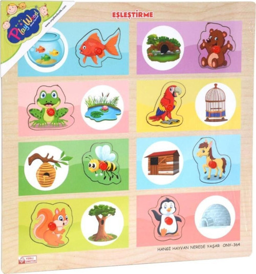 Ony-363-364 Ahşap Tutmalı Eşleştirme Hangi Hayvan Nerede Yaşar -Onyıl