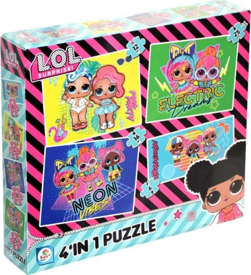 Lol7627 Laço Kids L.O.L. 4'Ü1 Kutuda Puzzle / 6+12+16+25 Parça Puzzle